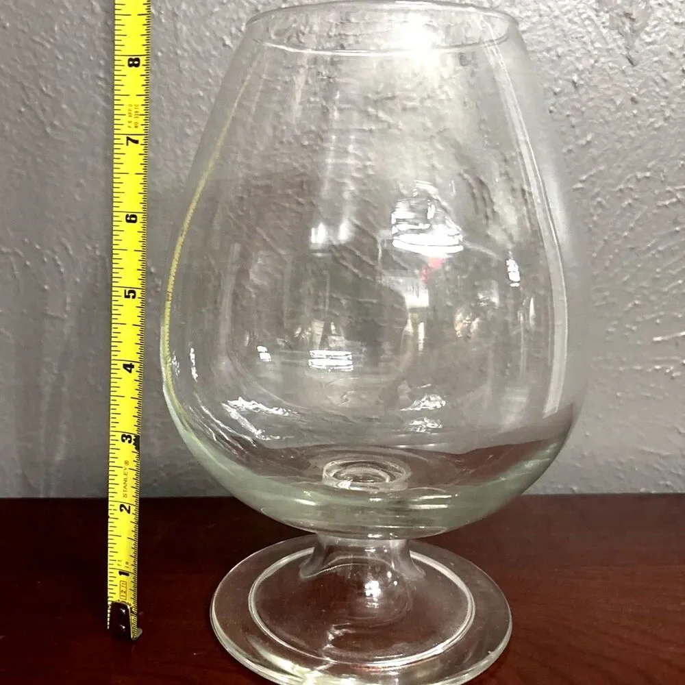 Large Vintage Brandy Snifter Glass Footed Terrarium Vase Fishbowl Barware Decor
